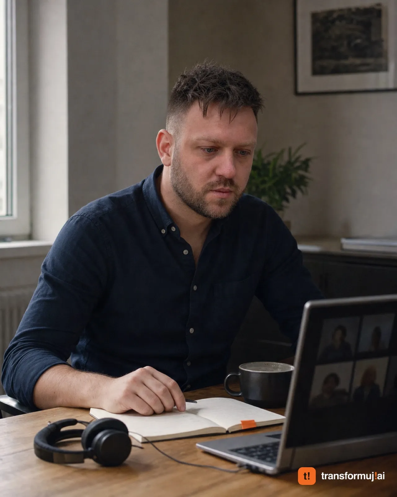 A man at a laptop testing a model on Kosmik Compute infrastructure