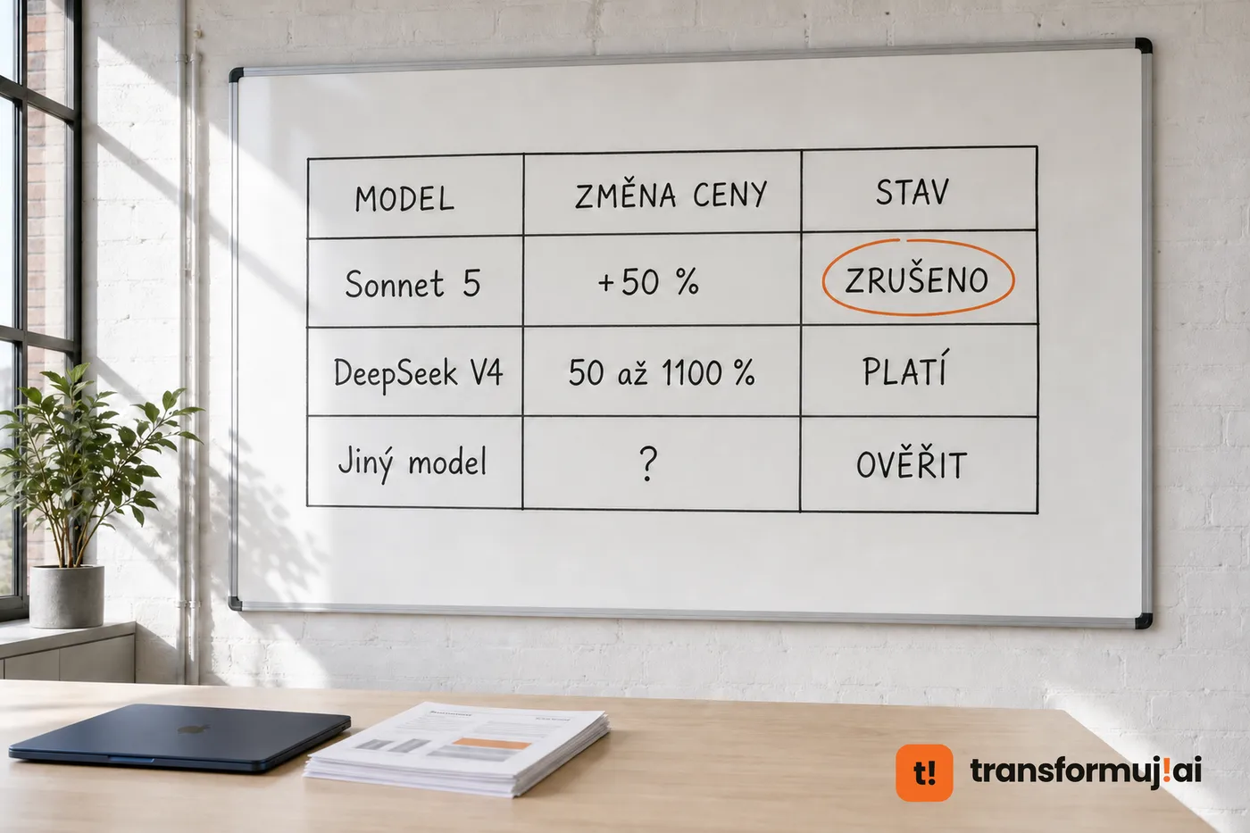 Tabule se dvěma změnami ceny modelů: zdražení Sonnetu, které Anthropic ohlásil a zrušil, a zdražení u DeepSeeku