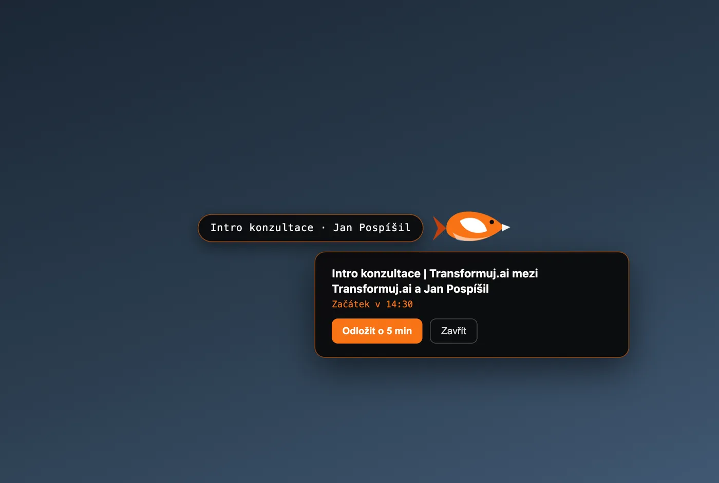 A meeting card that appears on mouse hover